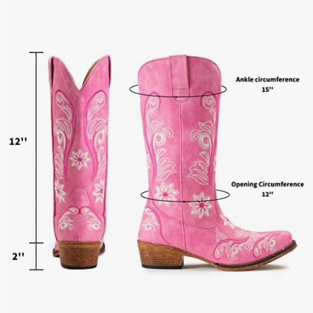 IUV Women’s Pink Embroidered Western Cowboy Boots Size 8 - Picture 2 of 8